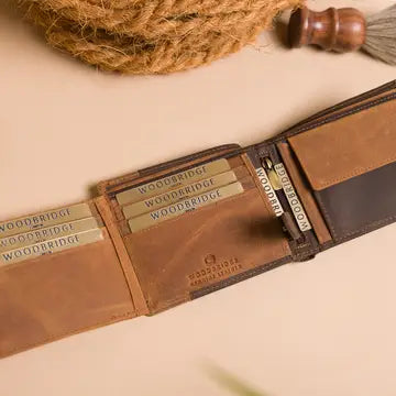 Woodbridge Herren Bifold Braun & Cognac Hochkapazitäts-Lederbrieftasche