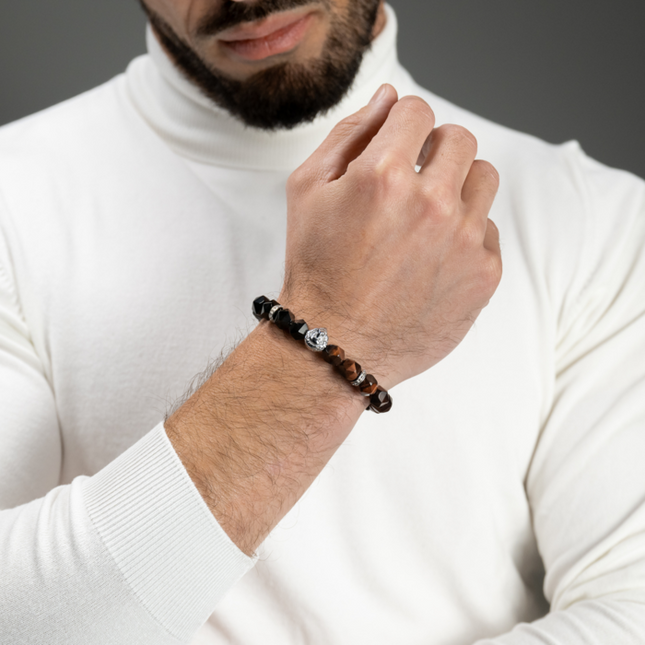 Onyx -Armband mit Löwenkopf