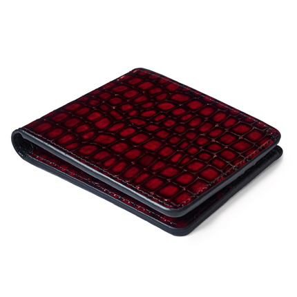 Geldbörse mit Croc-Print - Rotes Echtleder
