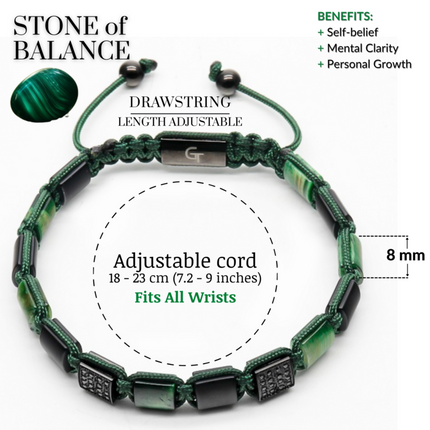 Flaches grüne Tigerauge, MATTE ONYX-Perlenarmband