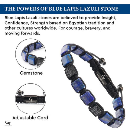 Flaches LAPIS LAZULI-Perlenarmband