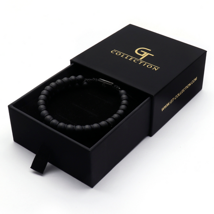 Schwarzes Onyx-Doppelperlenarmband