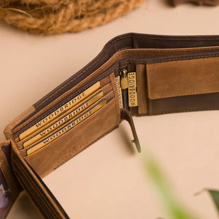 Woodbridge Herren Bifold Braun & Cognac Hochkapazitäts-Lederbrieftasche