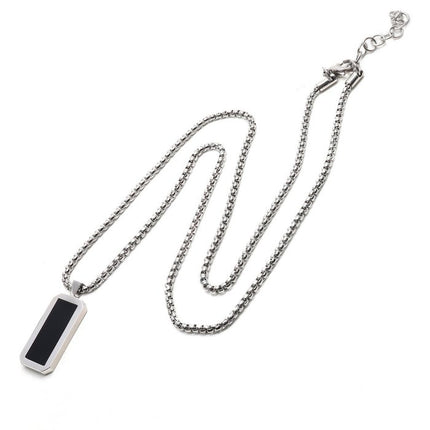 Silberkette mit Rechteck schwarzer Onyx -Anhänger