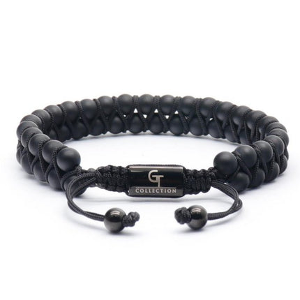 Schwarzes Onyx-Doppelperlenarmband