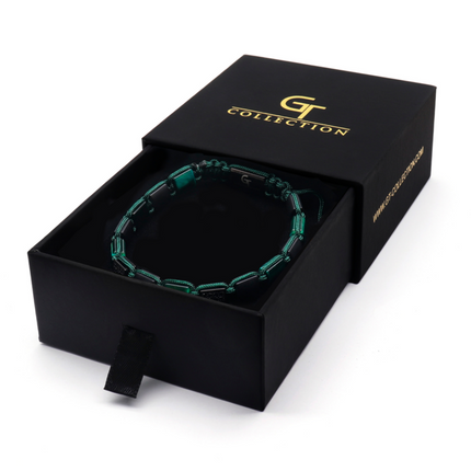 Flaches grüne Tigerauge, MATTE ONYX-Perlenarmband