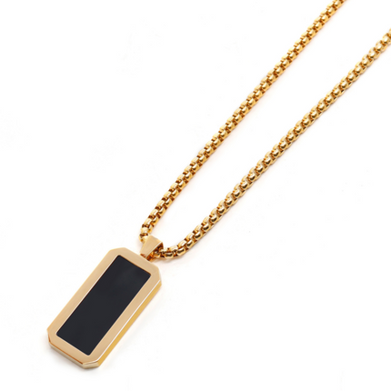Goldene Halskette mit rechteckigem Onyx-Anhänger