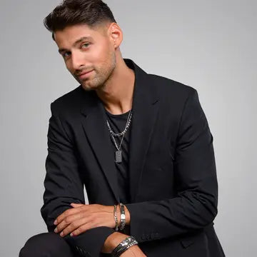 Garett Dog-Tag Halskette – Edelstahl mit schwarzen Zirkoniasteinen