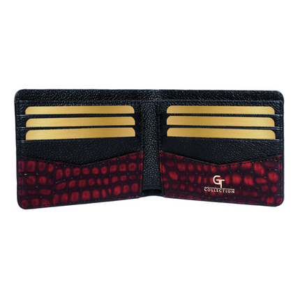 Geldbörse mit Croc-Print - Rotes Echtleder