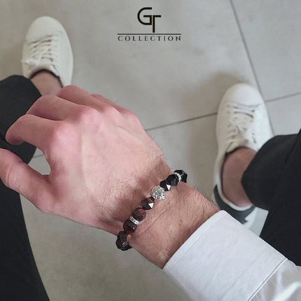 Onyx -Armband mit Löwenkopf