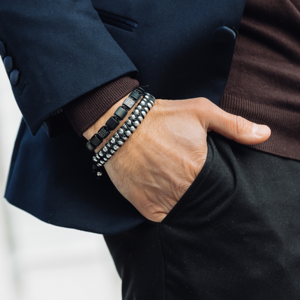 Herren-HÄMATIT-Doppelperlenarmband