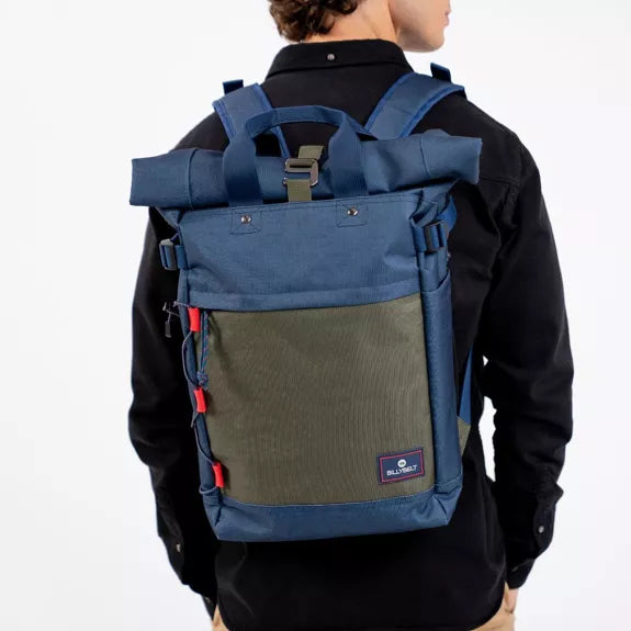 Rolltop-Rucksack – Marineblau und Khaki