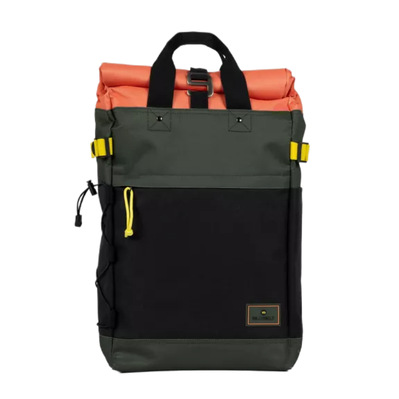 Rolltop-Rucksack – Khaki und Orange