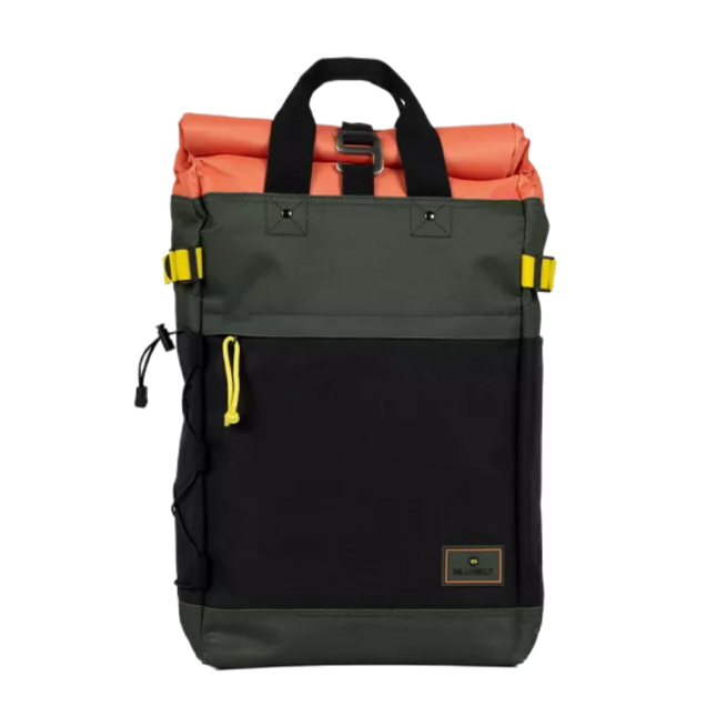 Rolltop-Rucksack – Khaki und Orange