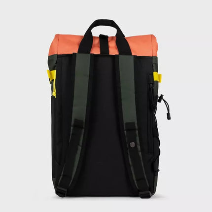 Rolltop-Rucksack – Khaki und Orange