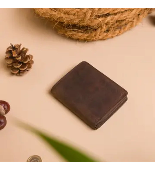 Woodbridge Herren Trifold Geldbörse aus rustikalem braunem Leder