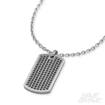 Garett Dog-Tag Halskette – Edelstahl mit schwarzen Zirkoniasteinen