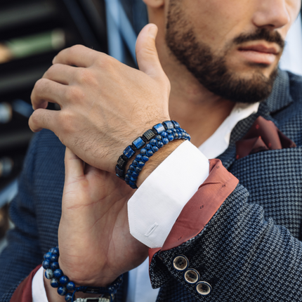 Flaches LAPIS LAZULI-Perlenarmband