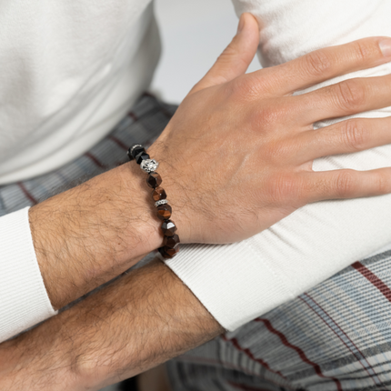 Onyx -Armband mit Löwenkopf