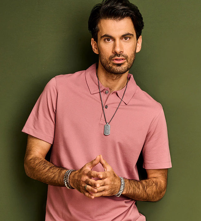 Edelstahl Halskette mit gepunktetem Muster Anhänger