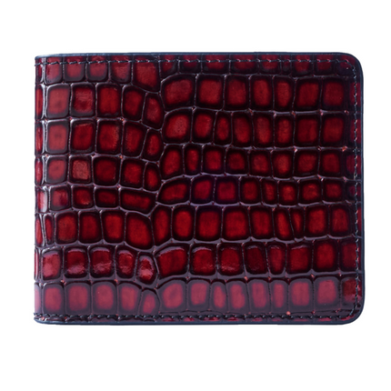 Geldbörse mit Croc-Print - Rotes Echtleder