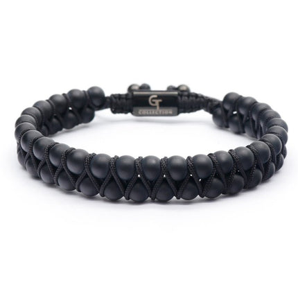 Schwarzes Onyx-Doppelperlenarmband