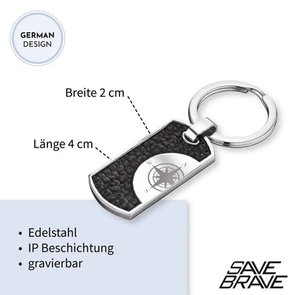 Schlüsselanhänger für Herren aus Edelstahl in silber und schwarz Havanna