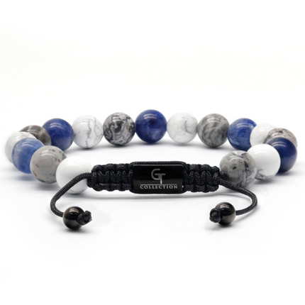 Perlenarmband aus Sodalith, Howlith und Jaspis
