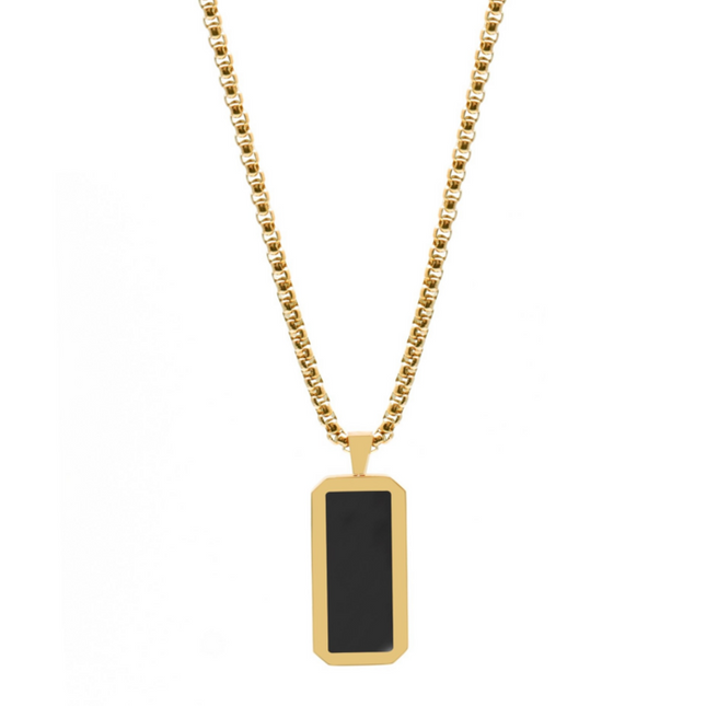 Goldene Halskette mit rechteckigem Onyx-Anhänger