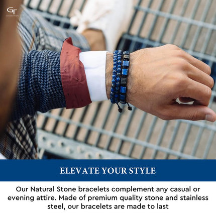 Flaches LAPIS LAZULI-Perlenarmband