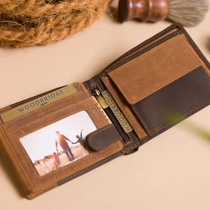 Woodbridge Herren Bifold Braun & Cognac Hochkapazitäts-Lederbrieftasche