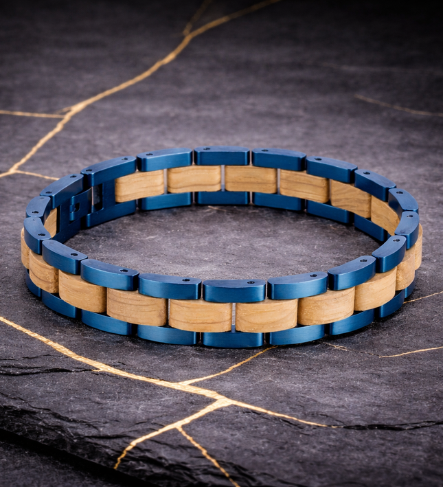 Blaue Kiefer aus hochwertigem Koa-Holz & Edelstahl