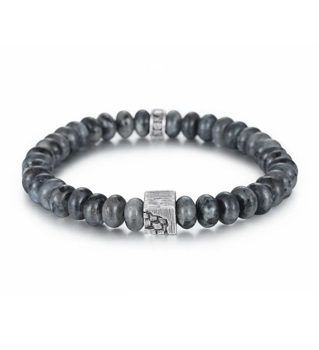 Woven Perlenarmband – Labradorit & Würfel