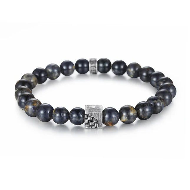 Cordierit Perlenarmband, gewebter Würfel