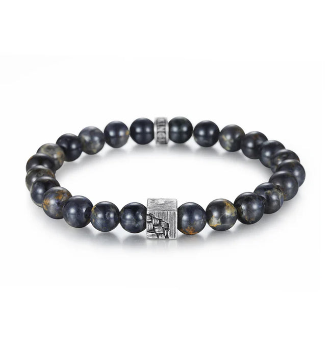 Woven Perlenarmband – Tansanitsteine & Würfel