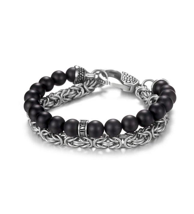 Reptile Armband – Matte Onyx-Steine & Königskette aus Edelstahl