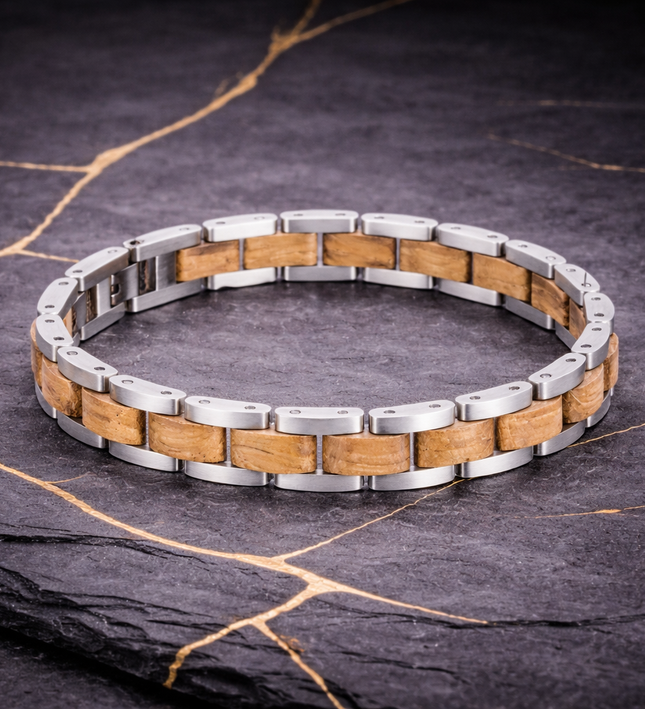 Silberne Ulme aus edlem Koa-Holz & Edelstahl