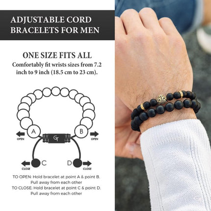 Armband aus SCHWARZEM ONYX mit goldenem LEOPARDEN-Kopf