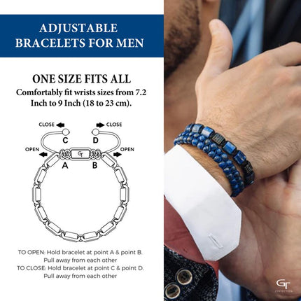 Flaches LAPIS LAZULI-Perlenarmband