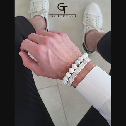 Flaches HOWLITE-Perlenarmband
