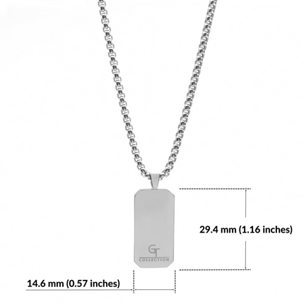 Silberkette mit Rechteck schwarzer Onyx -Anhänger