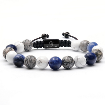 Perlenarmband aus Sodalith, Howlith und Jaspis