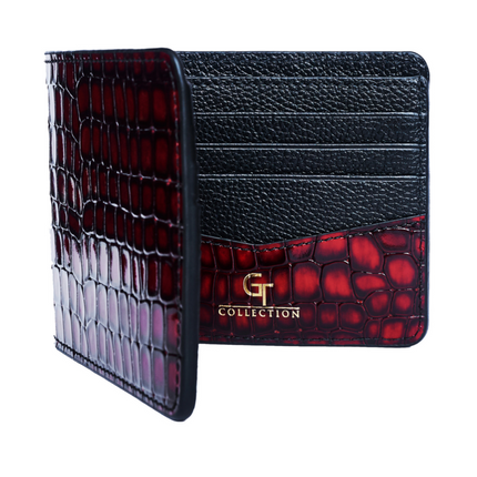 Geldbörse mit Croc-Print - Rotes Echtleder