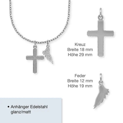 Halskette Kreuz & Flügel