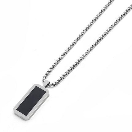 Silberkette mit Rechteck schwarzer Onyx -Anhänger