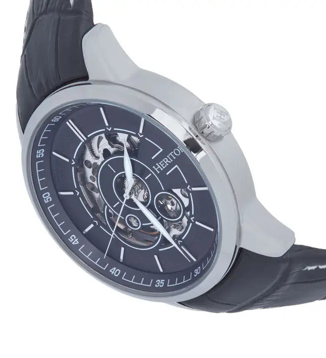 Heritor Automatic Davies in blau – Semi-Skeleton Herren-Automatikuhr mit Lederarmband